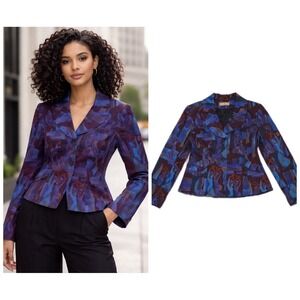 HELENA SOREL Womens Blazer Size 42 US 10 Made In France Bold Colorful Vtg Y2K